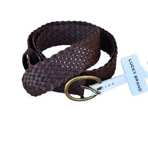 Lucky Brand Lightweight Woven Brown Braided Versatile Bold Leather Belt L/XL
